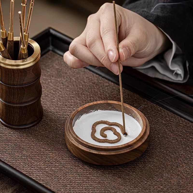 Alloy Incense Stick Pressing and Carving Seven-Piece Set of Incense Accessories Portable Storage Incense Brush Chopsticks Spoon Incense Mold Beginner Tools