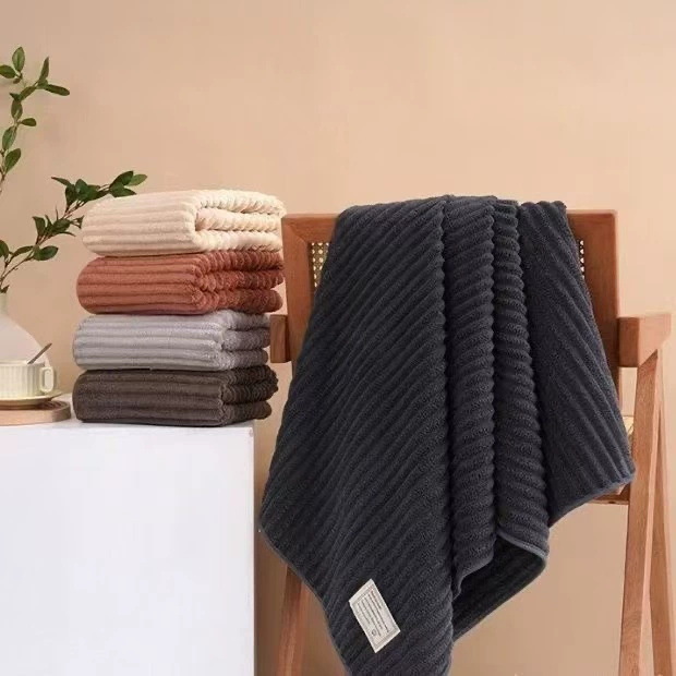 Candy Strip Coral Fleece Towel Bath Towel Thickened Edge Household Couple Bath Bath Towel Quick-drying Absorbent Soft suit