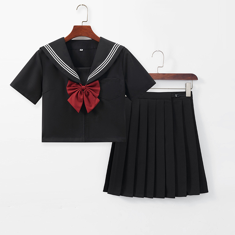 Manufacturer Supplies Black Three Jk Uniform Short Skirt Suit Long-Sleeved Japanese Style Orthodox Basic Sweet Suit Preppy Style