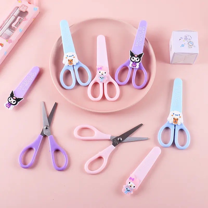 Cartoon Sanrio Shaped Scissors Children's Safety Scissors DIY Handmade Scissors Student Silicone Stainless Steel Scissors