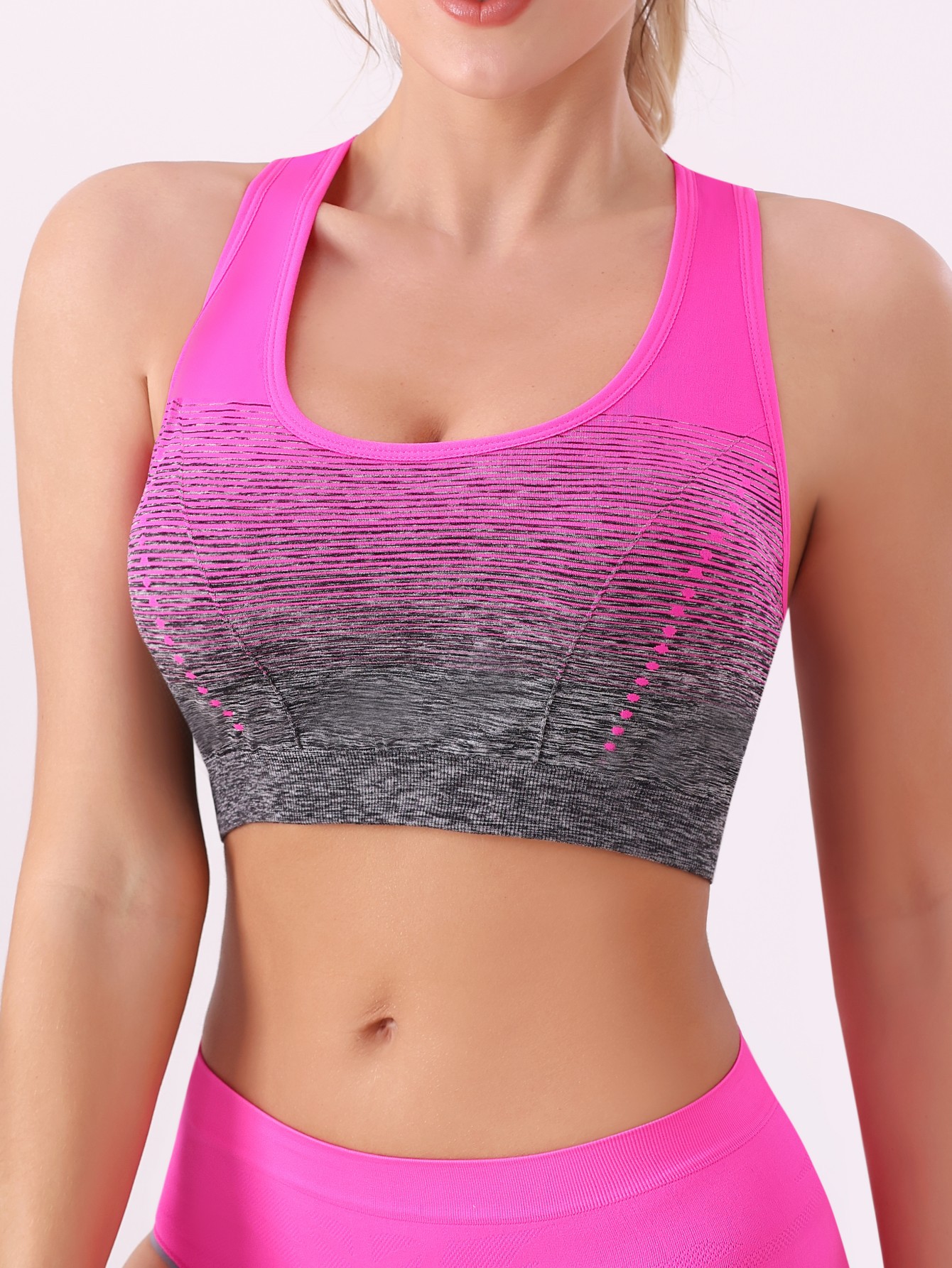 Zhanrun Cross-border 2110 Seamless Gradient Running Fitness Yoga Sports Underwear with Chest Pad Detachable sports
