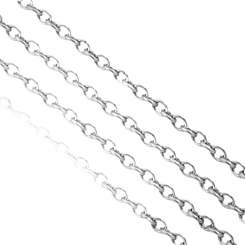 DIY Steel-Colored Necklace Chain Decoration Extension Chain Silver-Colored Neck Chain Stainless Steel Jewelry O-Shaped Chain