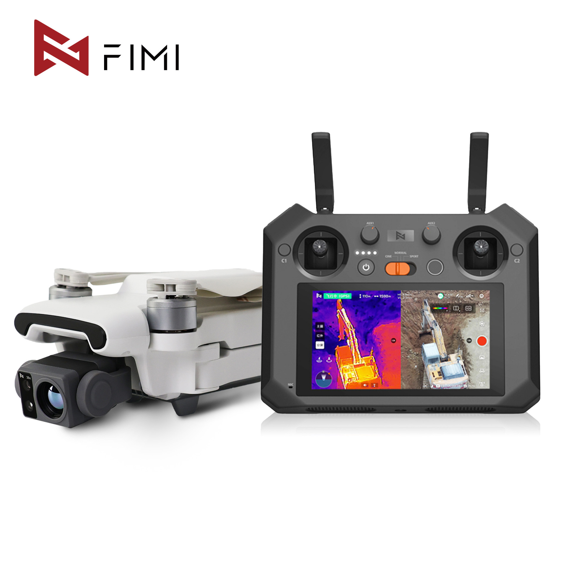 Fimi X8T V640/384 с экраном, инфракрасная тепловизионная промышленная дрон для инспекции, обследования, аэрофотосъемки