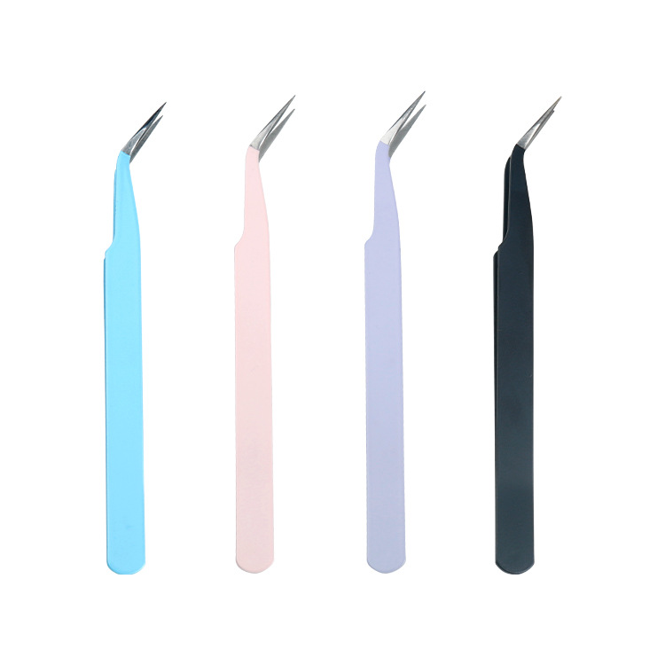 Macaron Colorful Handbook Tweezers Thickeneded Elbow Nail Art Tweezers Handmade Handbook Tools Stainless Steel Eyelash Tweezers