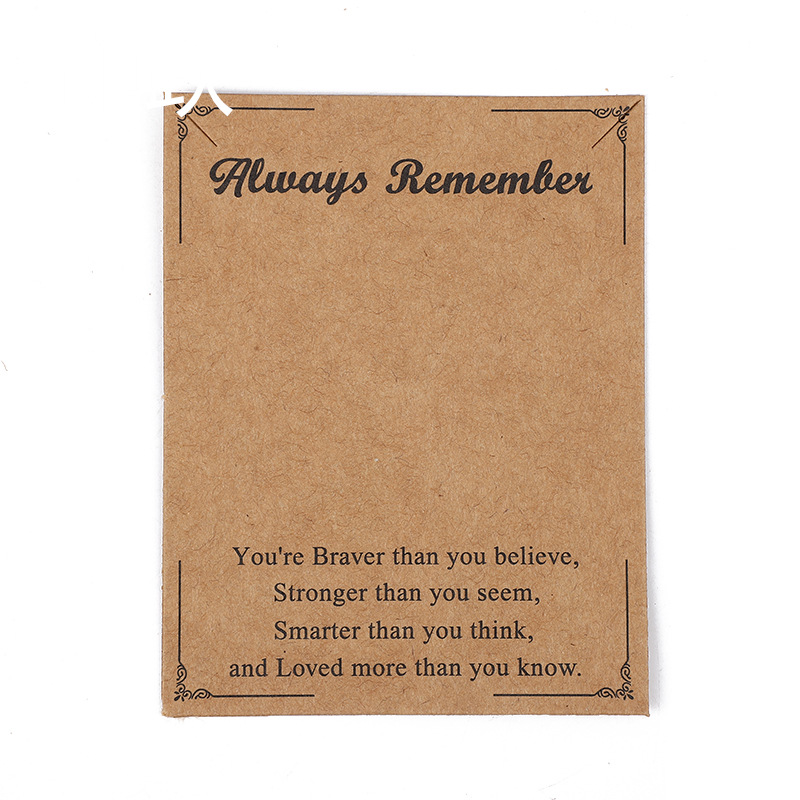 Retro Kraft Paper Always Remember Necklace Bracelet Blessing English Card Bracelet Display Stand Paper