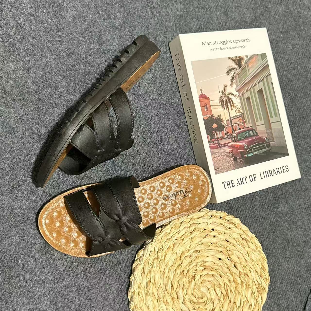 Retro Fashion Mom Slippers Summer New Soft Bottom Middle-Aged Ladies Slippers Outer Wear Casual Cross-Border E-Commerce Wholesale