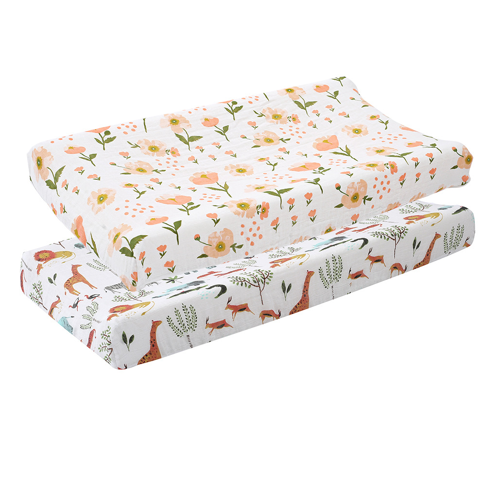 Cross-border baby care table changing cover diaper changing table printed cotton yarn changing cover removable cloth cover