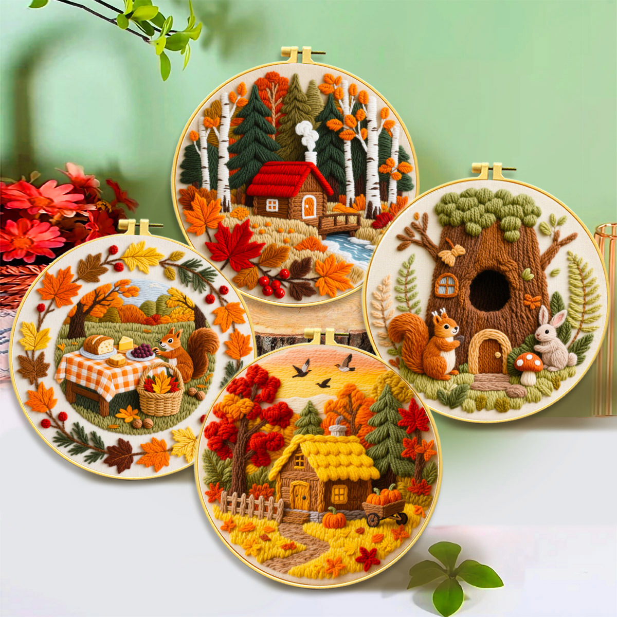 Новый продукт 2025 года, комплект материалов для вышивки DIY, осенний набор для начинающих, кросс-бордер, уровень входа Amazon