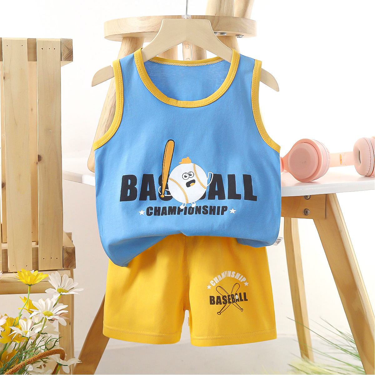Children's Vest Set Pure Cotton Girls Summer Clothes Korean Style Kidsren's Clothes New 2025 Summer Boys Two-Piece Set Wholesale