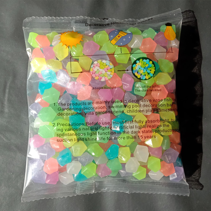300/bag diamond stone luminous ice gravel home garden fish tank landscaping 1cm fluorescent artificial small luminous stone