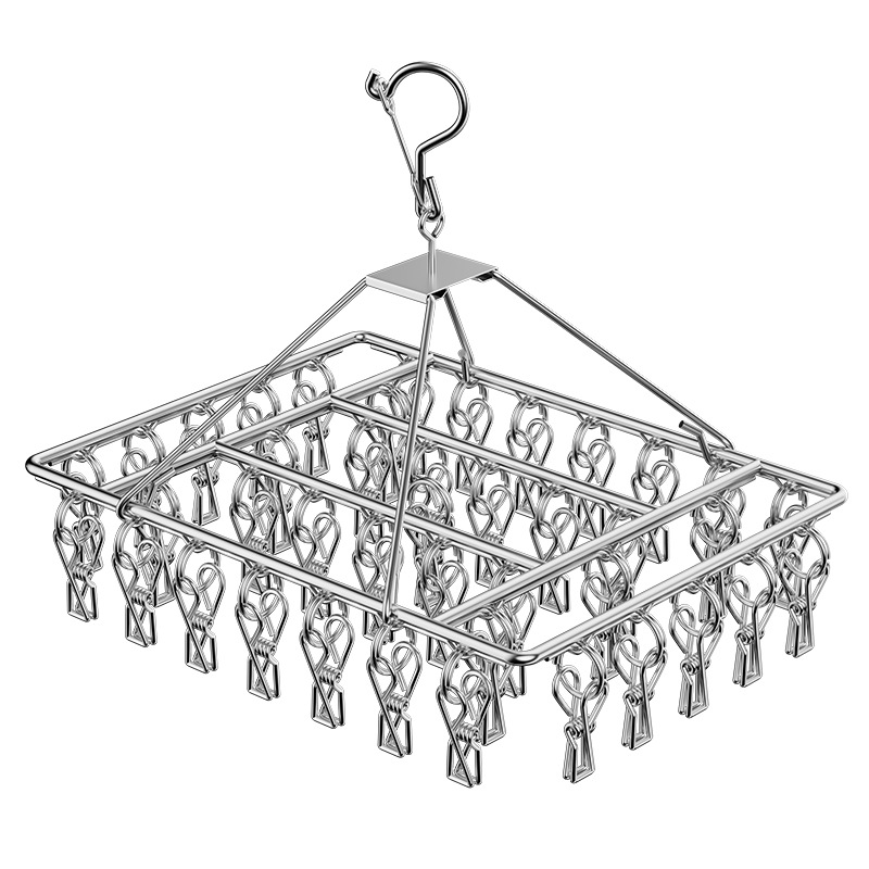 Clothes Drying Rack with Multiple Clips, Multifunctional Curved Design for Student Dormitories and Home Use, 20 Clips, Solid Stainless Steel Sock Clips