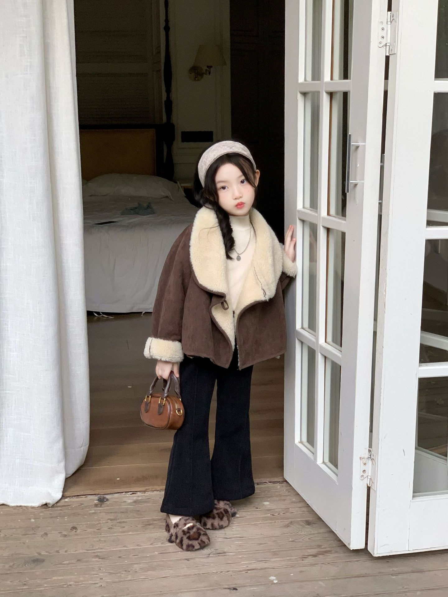 Girls' Suede Jacket 2025 Autumn and Winter Kidsren's Korean Style Foreign Style Baby Girl's Fur Integrated Thickeneded Warm Top