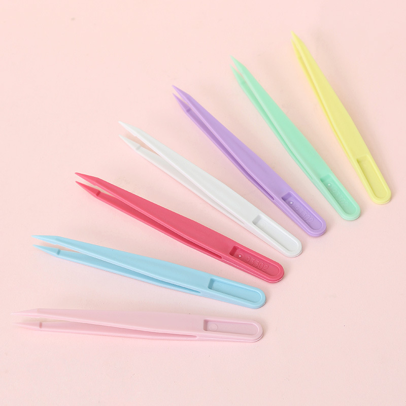 Color plastic tweezers nylon hard clip powder blue purple 12cm with packaging more meat tools diy handmade