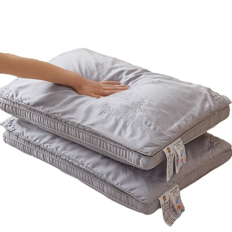 New Class a 100% Silk Embroidered Tussah Silk Soft Rebound Non-Collapse Stereo Multi-Layer Pillow Pillow Core Bedding 2