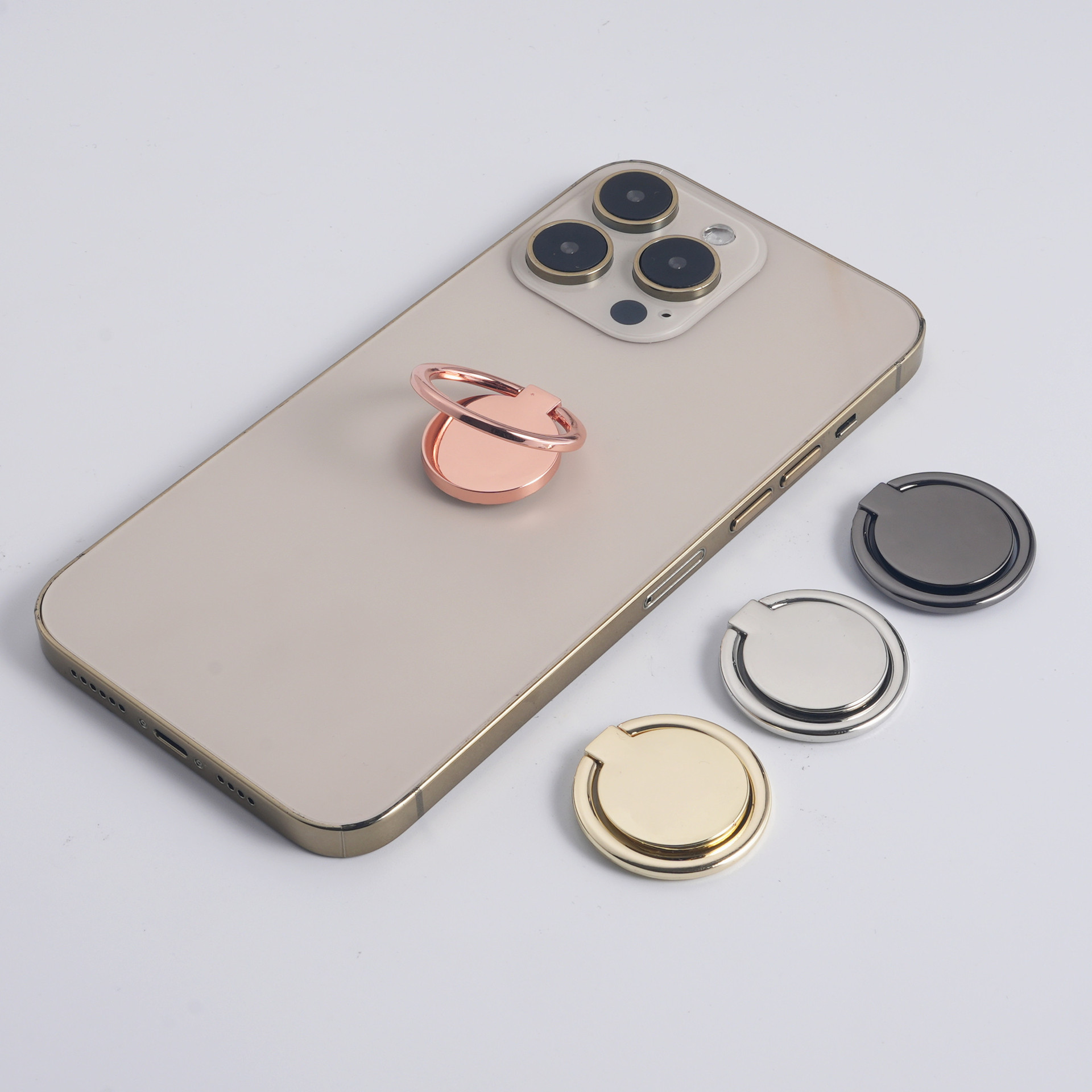 Round metal ring bracket 360 ° rotating support buckle mobile phone ring folding back sticker fixed logo factory direct supply