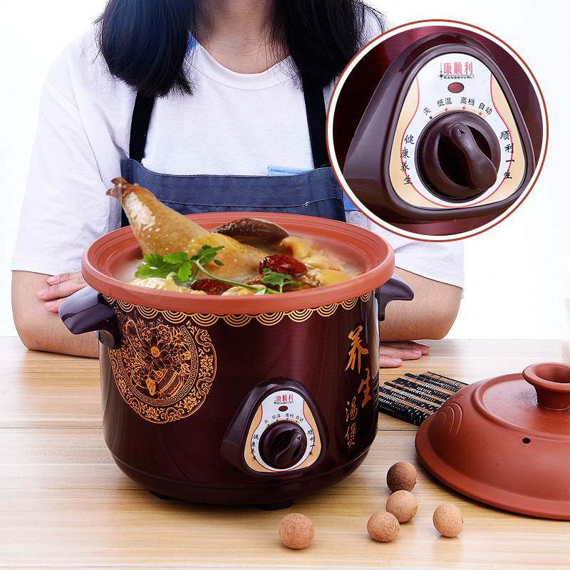 Household Ceramic Electric Stew Pot Purple Clay Pot Health Pot Soup Cooking Porridge Stew Pot Multi-Functional Electric Casserole Gift Wholesale