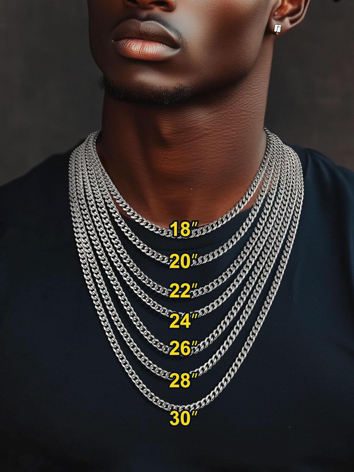 Chainspro Stainless Steel Cuban Chain for Men,Miami Cuban Link Chain Necklace 3\/6\/9\/12mm