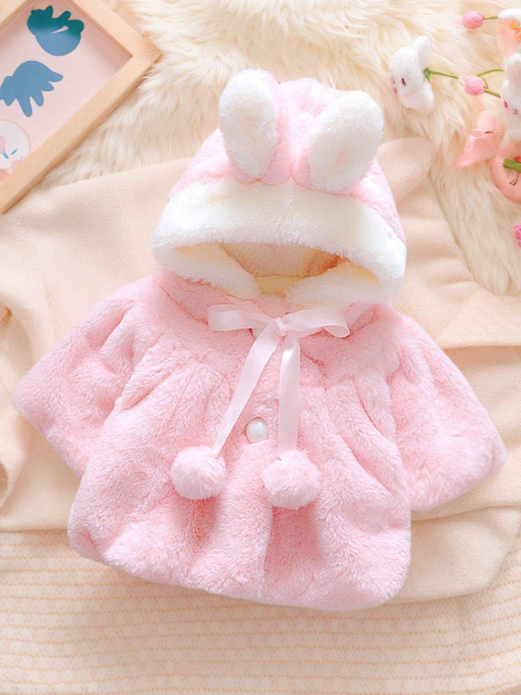 Girls Winter New Hooded Fur Sweater Shawl Warm Imitation Fur Cloak Doll Coat Jacket Foreign Trade Wholesale