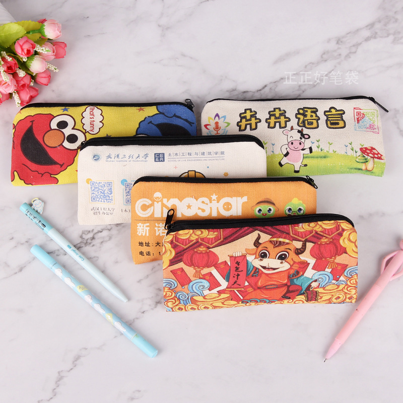Pencil bag custom printed logo training class primary school children's prizes canvas bag advertising bag pencil stationery bag custom