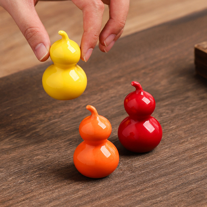 Ceramic Gourd Mini Ornaments, Cute and Colorful, Small Fresh Tea Pets, Tea Ceremony Accessories, Five Blessings and Colorful Gourds