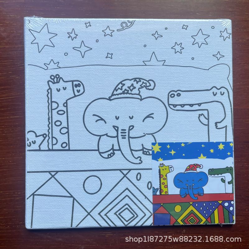 Children's graffiti painting set hand coloring 15*15 oil painting board cartoon DIY digital oil painting cross-border wholesale