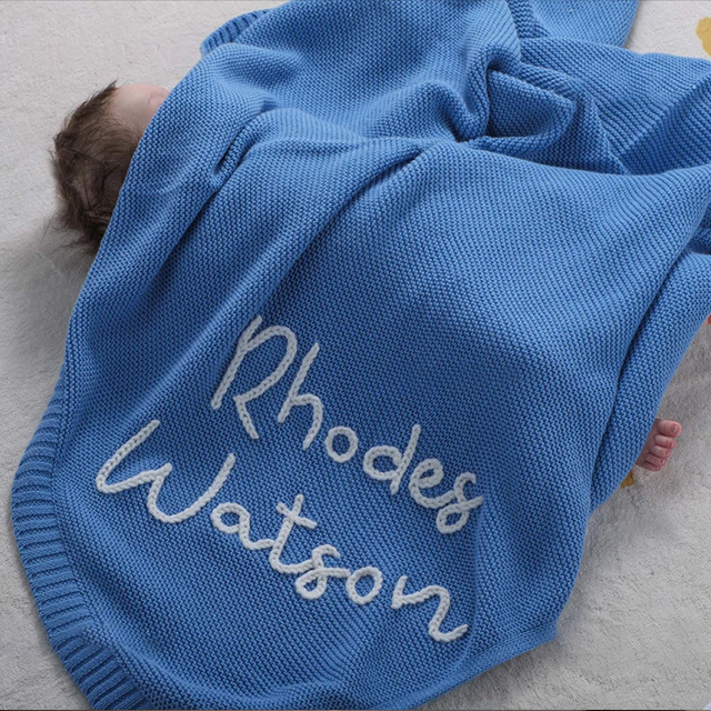 Ручная вышивка имени, детский плед, плед для коляски, вязаный плед для сна, индивидуальный заказ