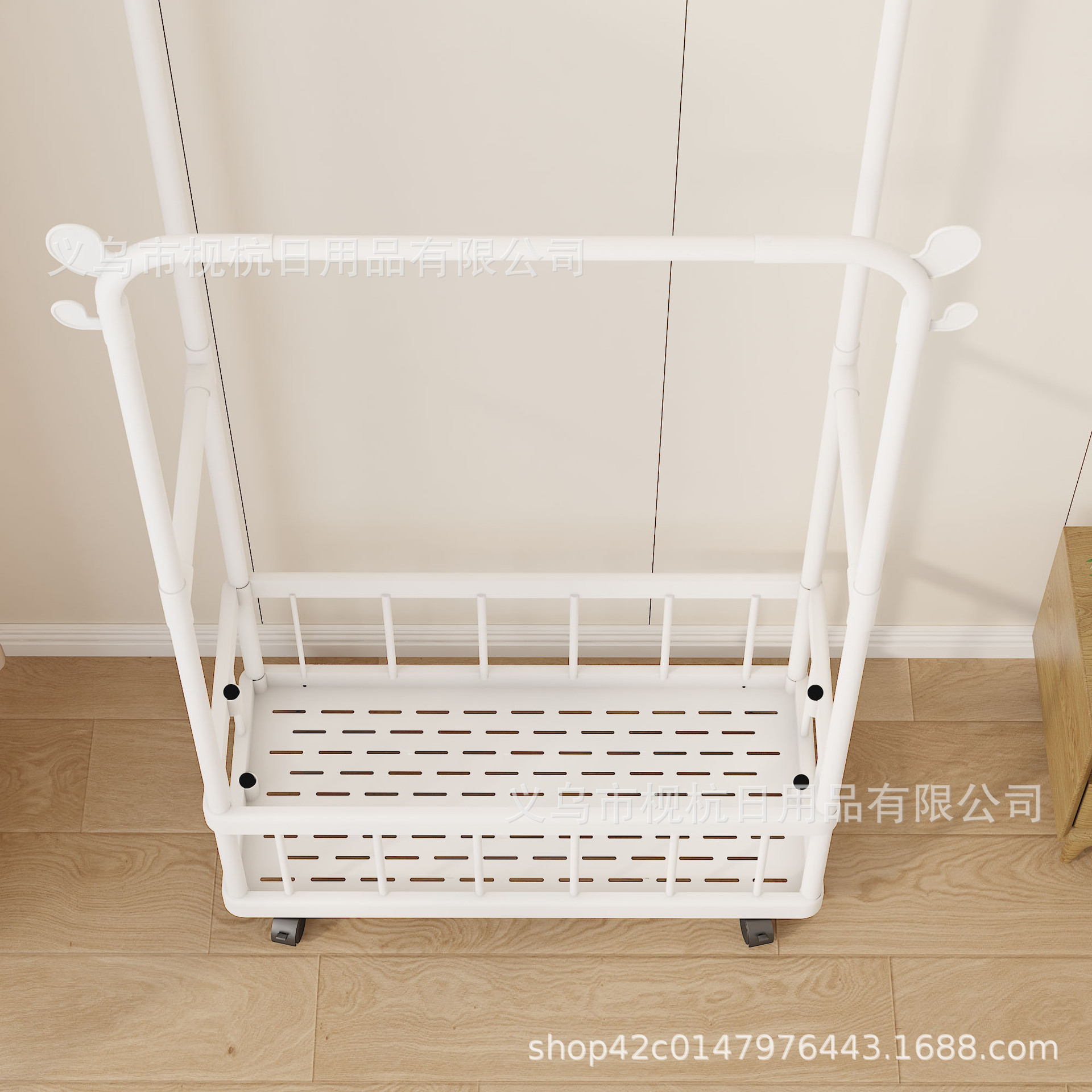 Light Luxury Coat Rack Modern Metal Simple Bedroom Floor-Standing Wheeled Removable Clothes Rack Home Clothes Storage Rack