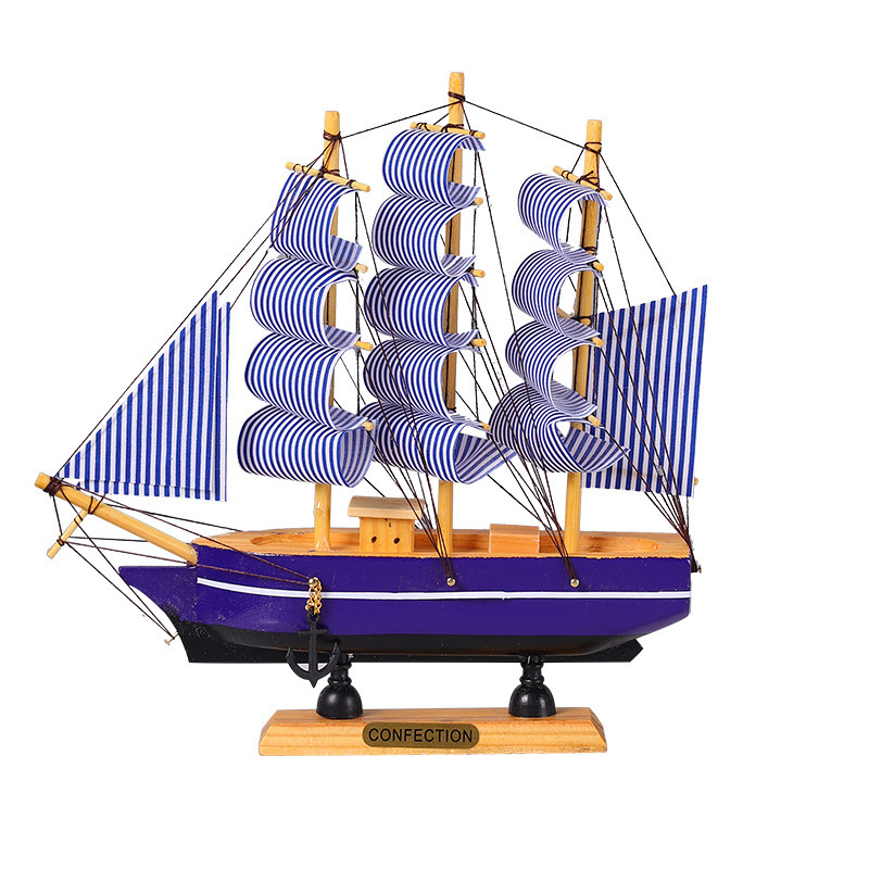 New Mediterranean Sailboat Ornaments Home Living Room Wine Cabinet Bedroom Desktop Ornaments Marine Style Gift Wooden Ship Model