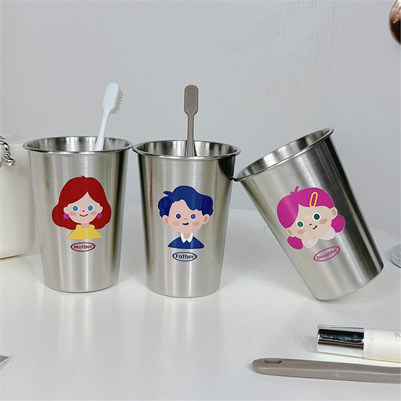 Cartoon Little Home Thickened Anti-Fall Mouthwash Cup Simple Mildew-Proof Stainless Steel Toothbrush Cup Dirty Resistant Creative Wash Cup