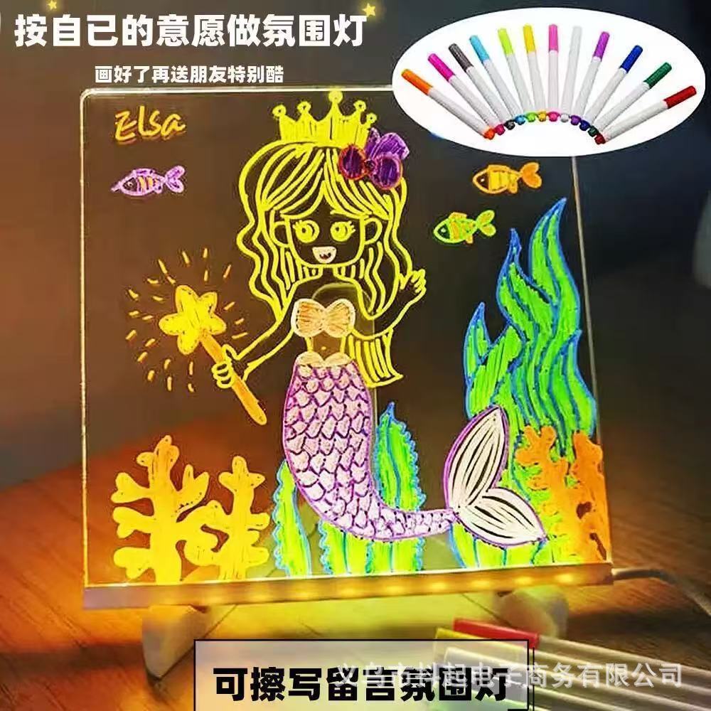 Children's Luminous Drawing Board DIY Erasable Transparent Acrylic Educational Education Exercise Thinking Kidsren's Painting Toys