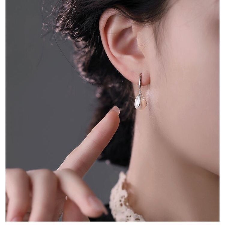 Warm and Glossy 999 Sterling Silver Pearl Bud Ear Hook Earrings for Women, Accessible Luxury, Fashionable and Personalized Earrings