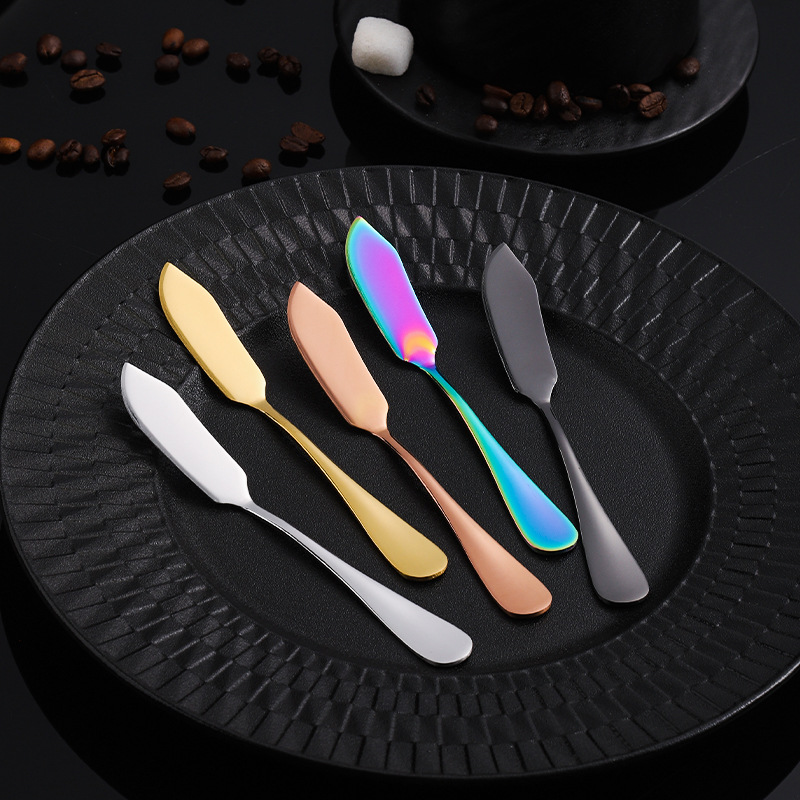 Cross-Border 304 Stainless Steel Butter Knife Korean Butter Knife Jam Spatula Long-Handled Butter Decorating Knife Can Be Customized with Logo