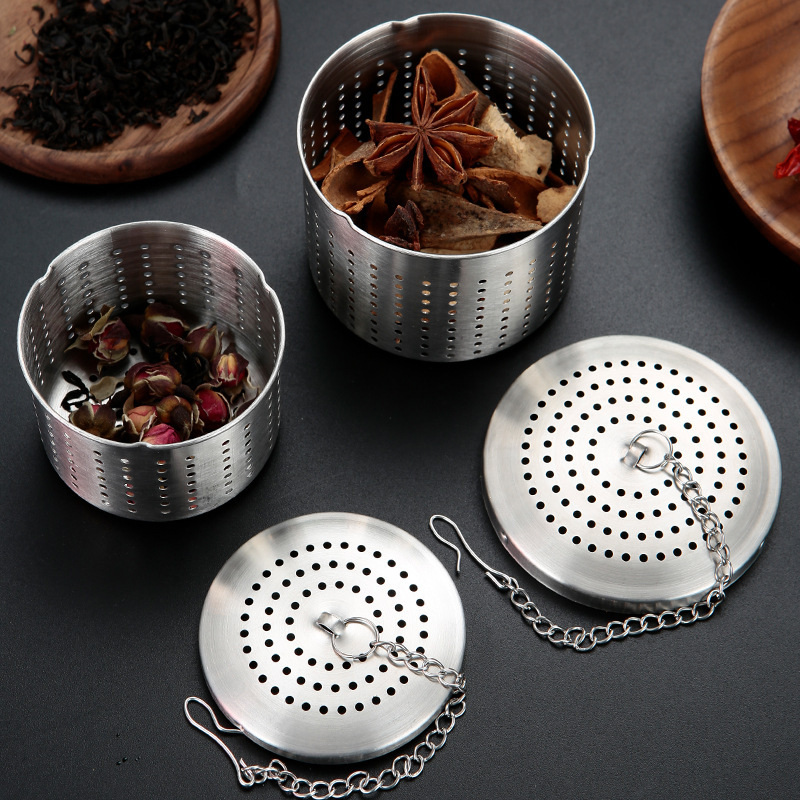 304 Stainless Steel Barrel Type Seasoning Ball Hot Pot Soup Halogen Spice Filter Weibao Household Tea Leaking Tea Filter