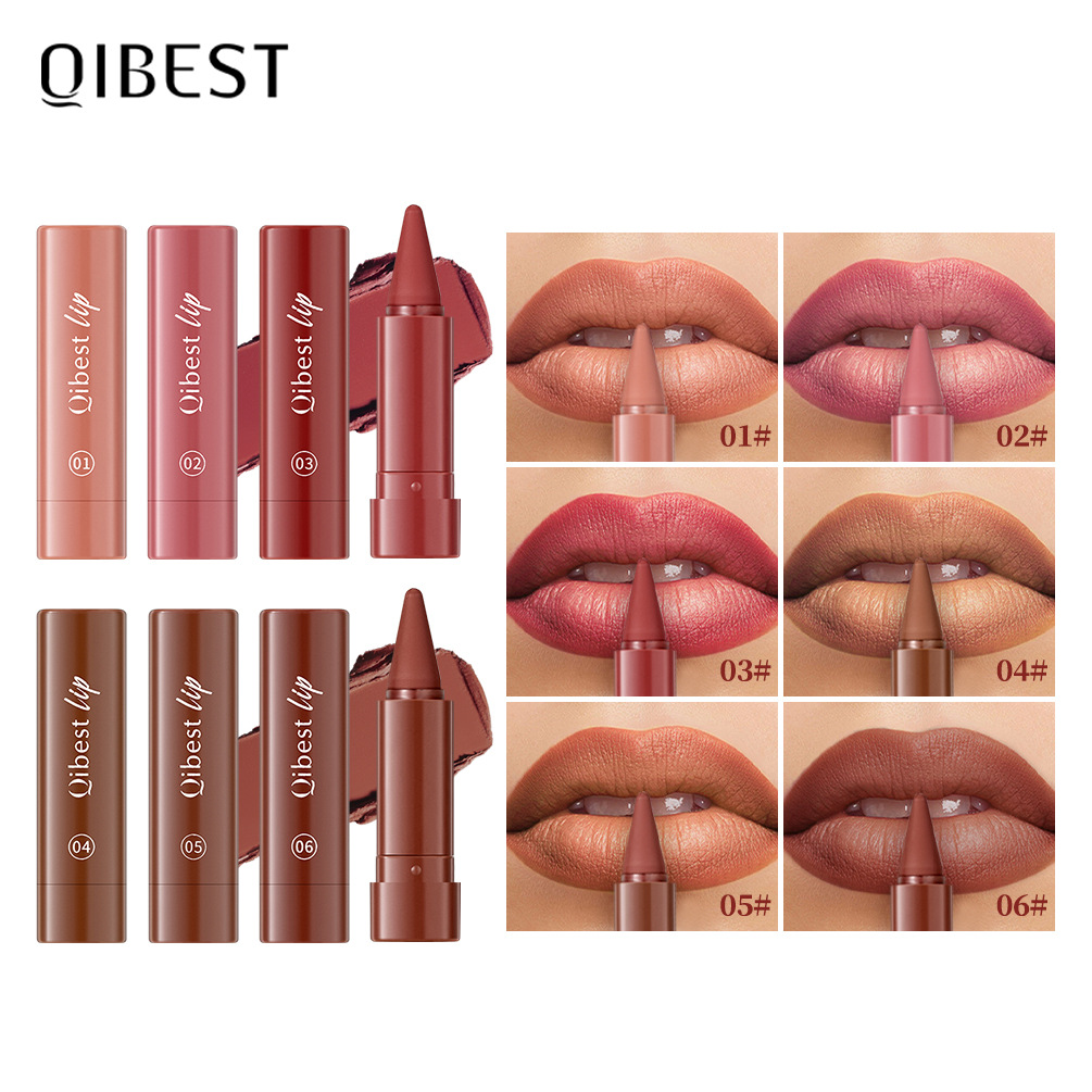 Qibest Cross-Border Long-Lasting Easy-To-Color Matte Matte Rotating Lipstick Pen Natural Waterproof Lipstick Lip Liner Makeup
