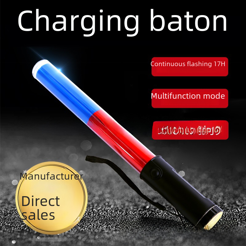 36CM long PC tube red and blue two-color rechargeable LED baton battery with protection board