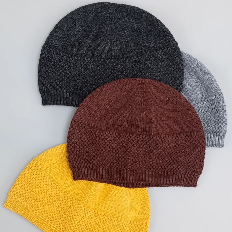 Monk Melon Cap Spring and Autumn Knitted Hat Monk Hat Lay Meditation Monk Warm Elastic Wool Hat