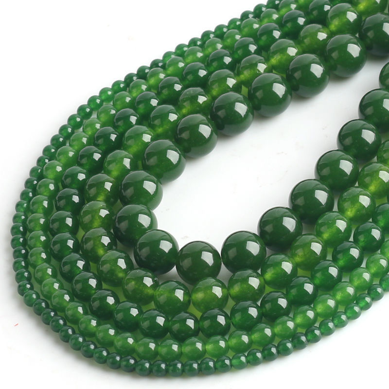 Emerald loose beads natural stone jasper color chalcedony crystal bracelet diy hand woven chalcedony wholesale