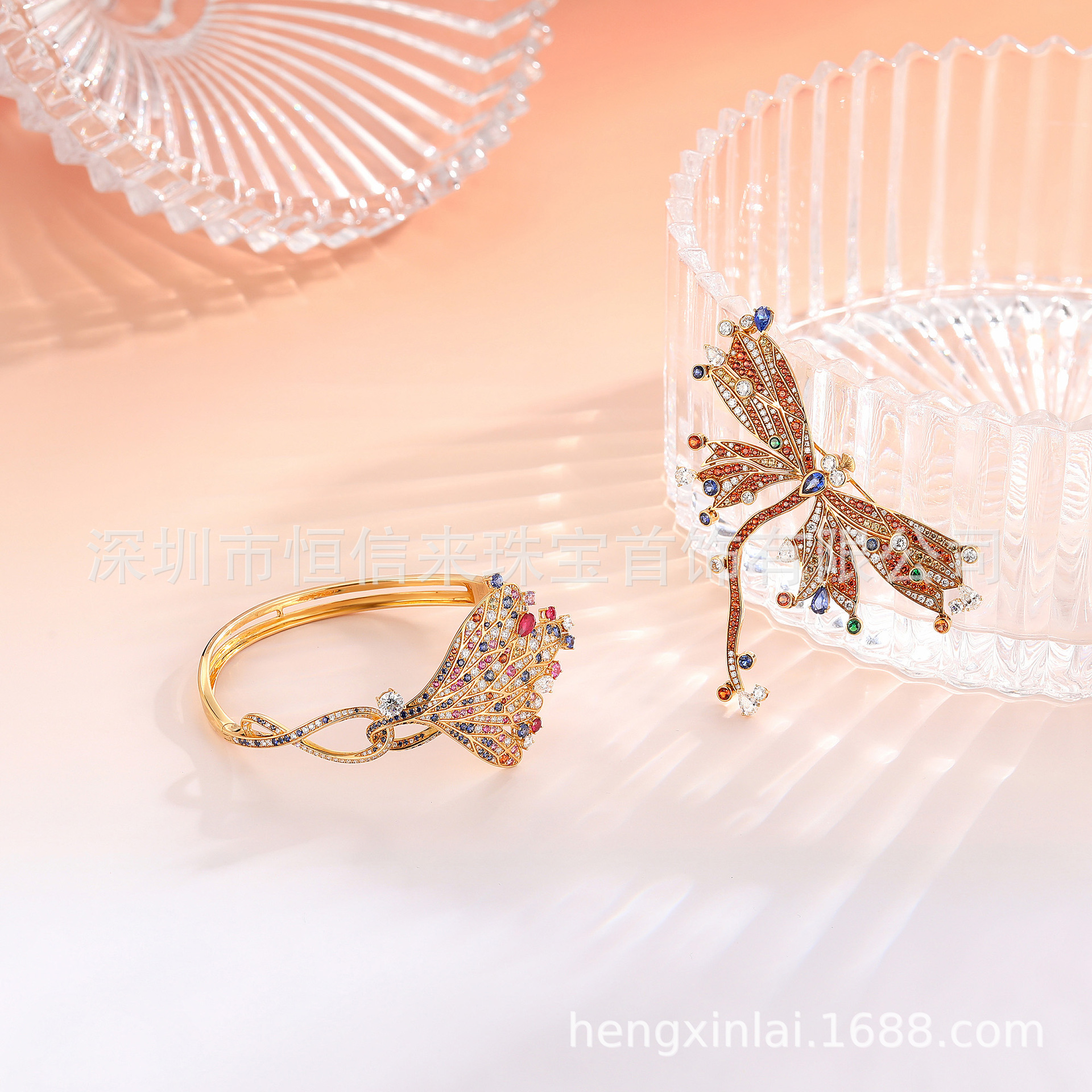 Роскошная брошь из 18K золота с инкрустированными сапфирами и бриллиантами, производство и дизайн высококачественной броши из золота, серебра и меди