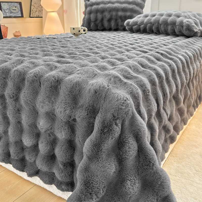 Домашний текстиль Nantong 2025, новое утолщенное однотонное покрывало из кроличьего меха, оптовая закупка