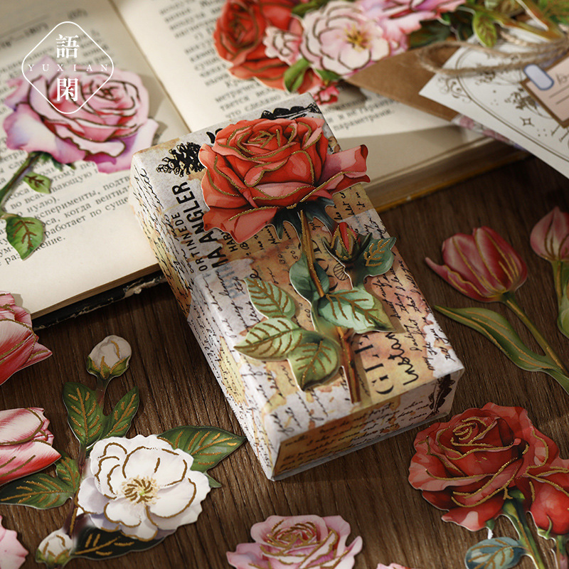 Language idle flower letter material bag light retro simulation bouquet gift hand account background base decoration material bag