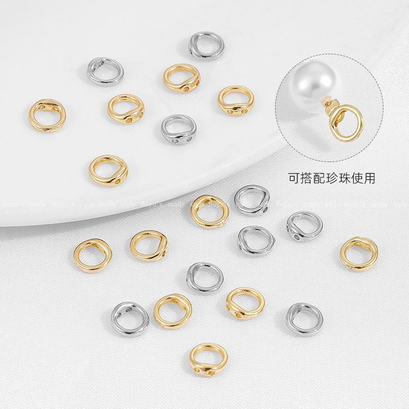 Pearl Necklace Bracelet 18K Closed Double Hole Coil DIY Accessories Ring Boy Closed Welding Dead Ring Small Ring