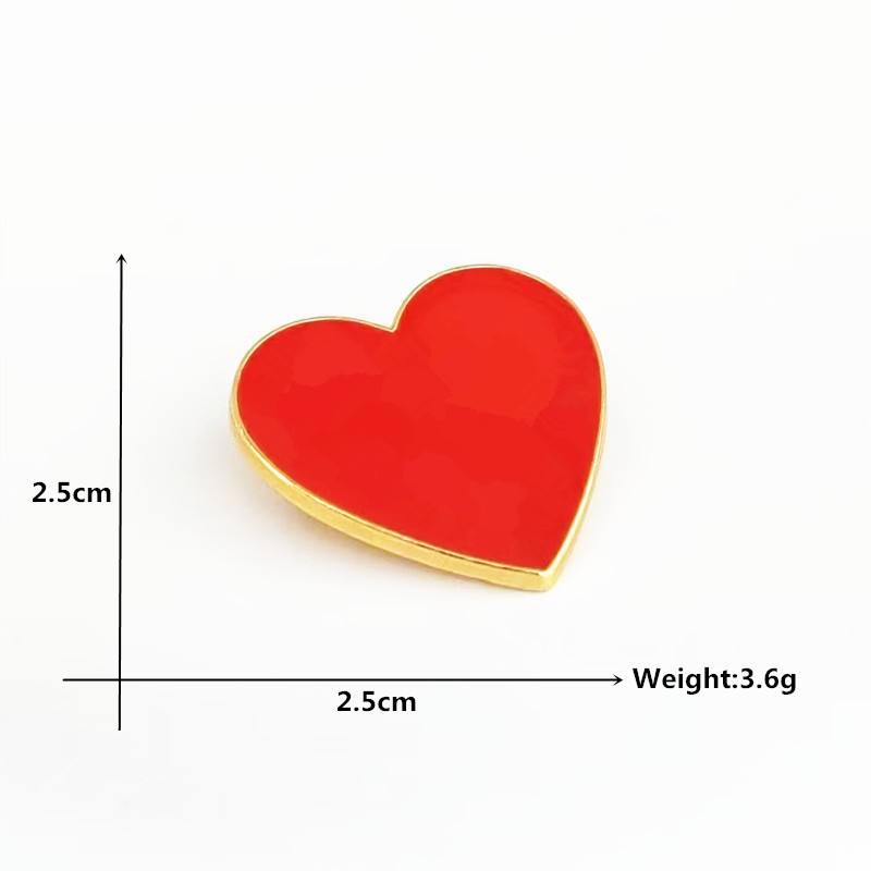 Cross-Border Jewelry Wholesale Heart Badge Red Heart-Shaped Brooch Corsage Badge Clothing Accessories Small Backpack Accessories