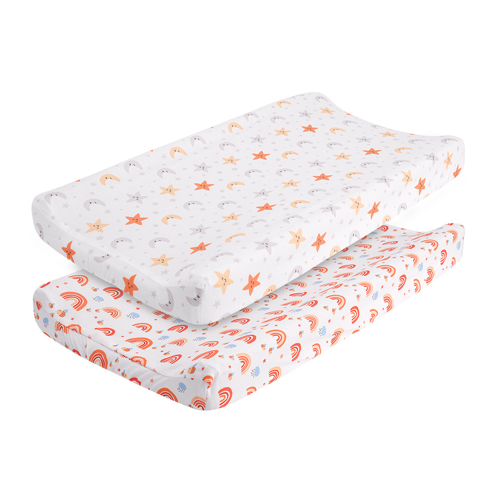 Cross-Border Baby Touch Table Urine Changing Table Cover Soft Knitted Printed Changing Cover Diaper Table Removable Cloth Cover