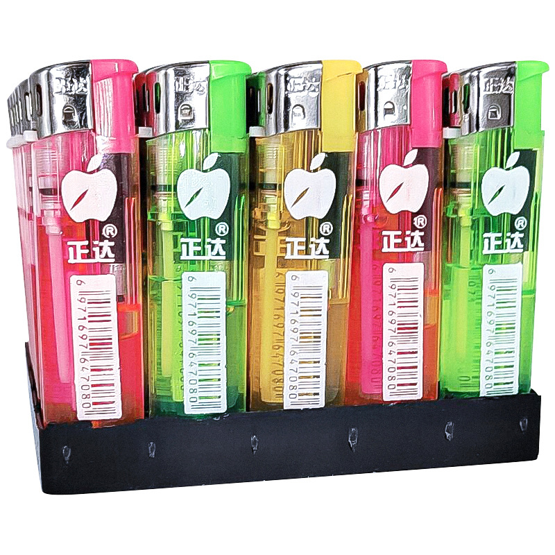 Factory wholesale Zhengda 708 plastic open flame transparent disposable lighter super discount durable