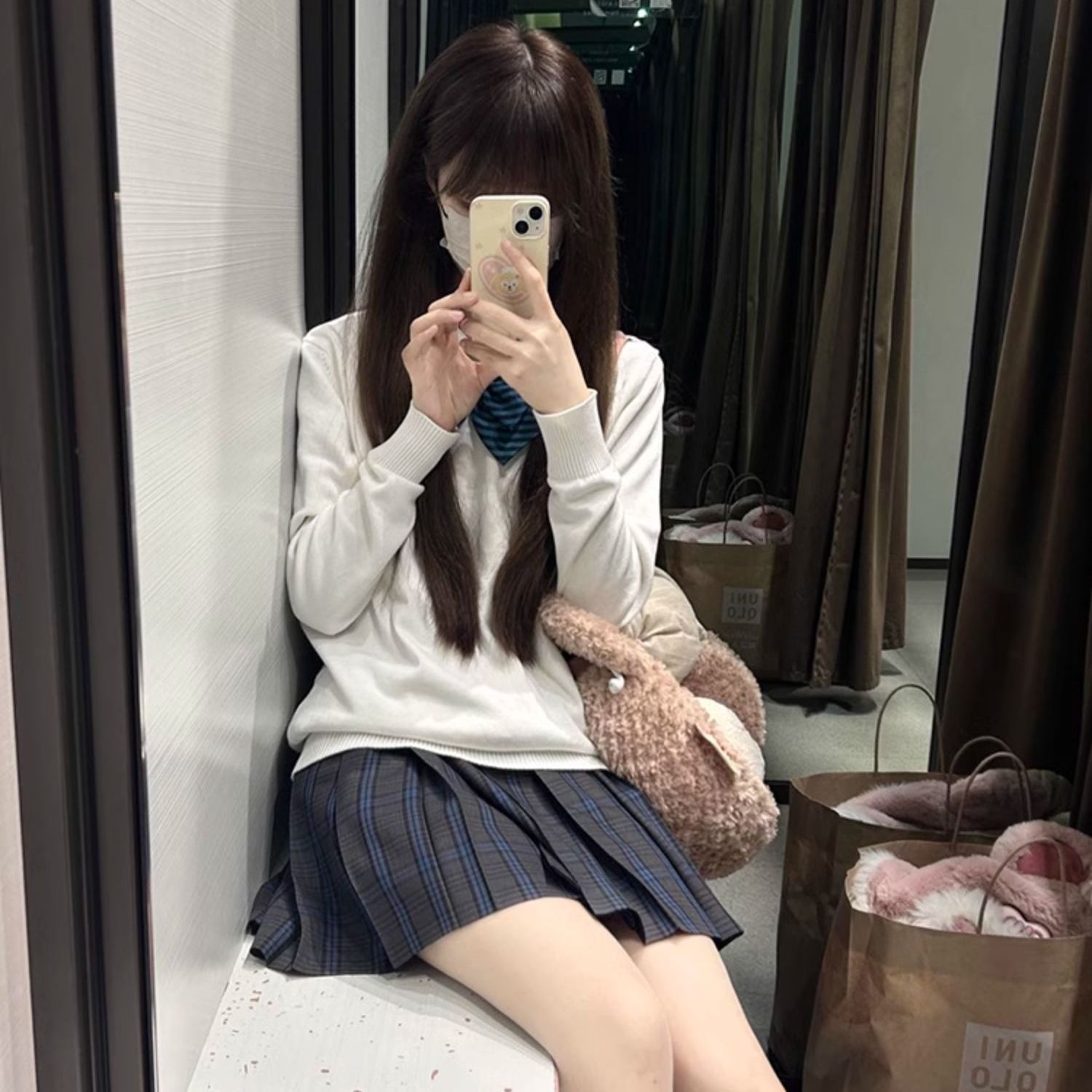 Jinjin Genuine JK Peck Skirt Autumn and Winter School-style JK Skirt Women's College-style Japanese Pleated Skirt