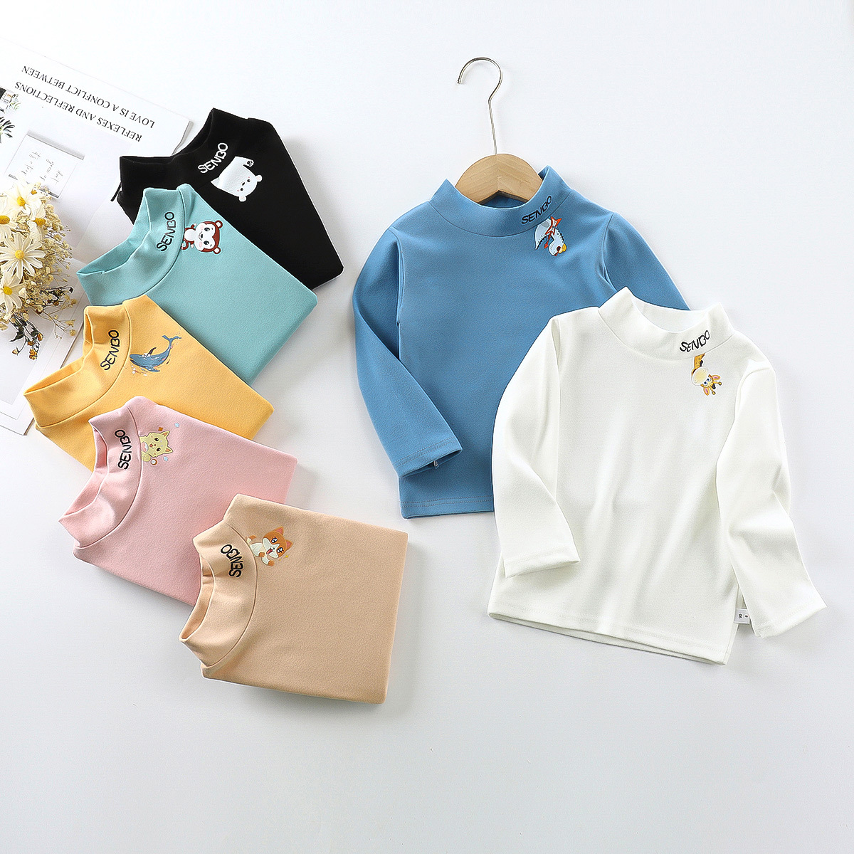 Детская базовая футболка, новая, длинный рукав, теплая, для мальчиков и девочек