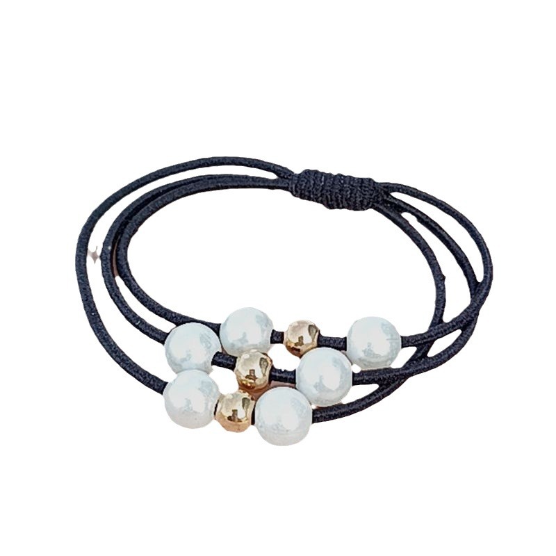 Korean-style 9-bead 3-in -1 9-bead Pearl knotted hair ring high elastic knotted hair ring hair band hair rope hair accessories