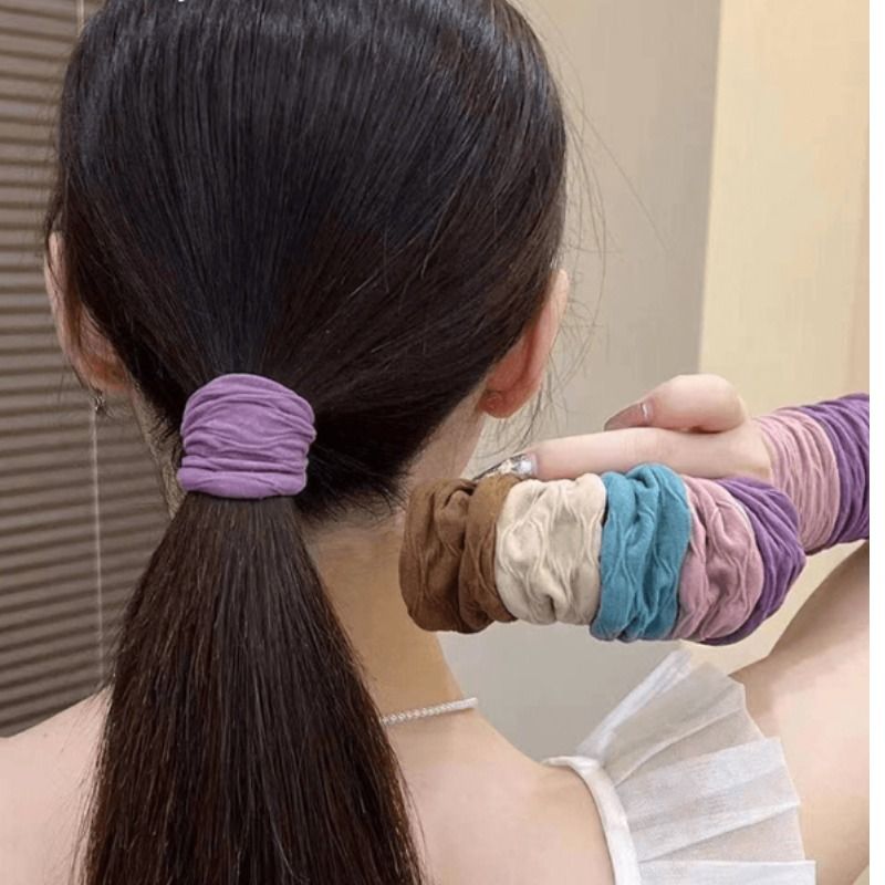 Super Soft, High-Elasticity, Skin-Like Texture Hair Tie 2024 Ultra-Wide Rubber Band, High-End Feel, Multi-Color Hair Rope with Plaid Pattern
