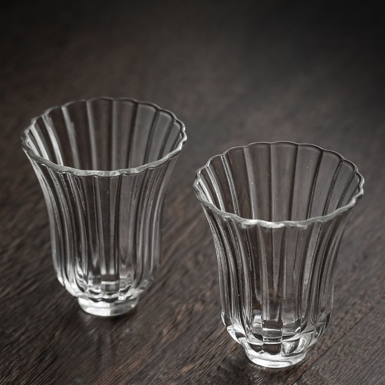 Household vintage glass transparent single cup small cup mini borosilicate small size petals kung fu tea small tea cup single