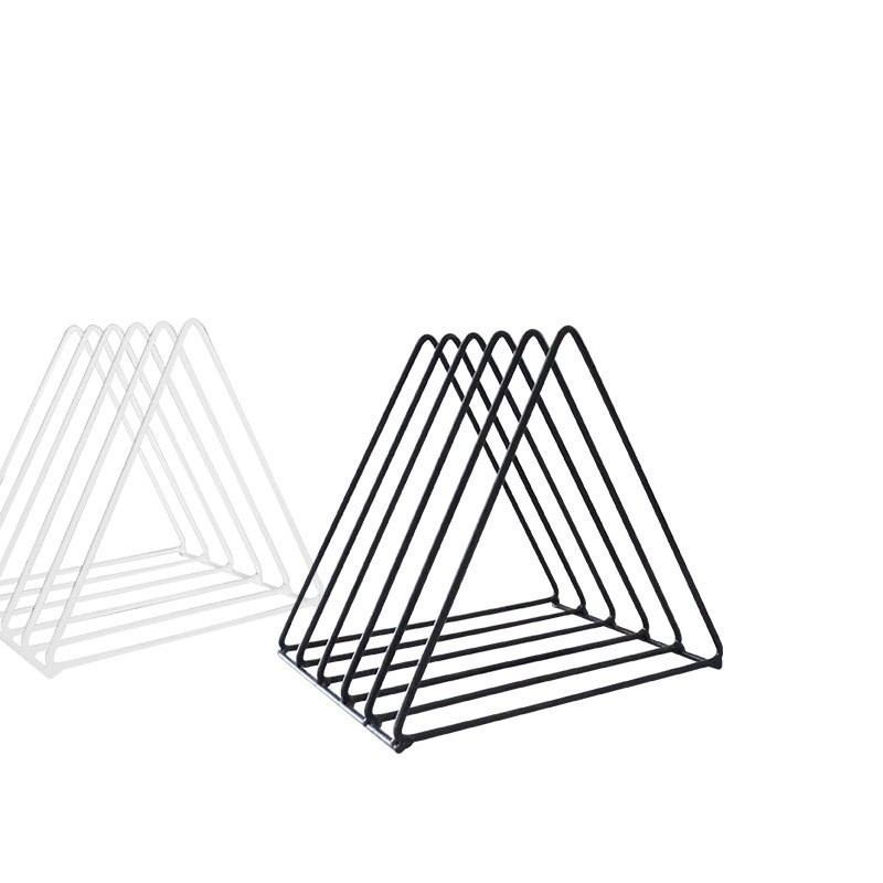 European style simple golden triangle iron newspaper rack decoration living room study desktop magazine storage rack decoration